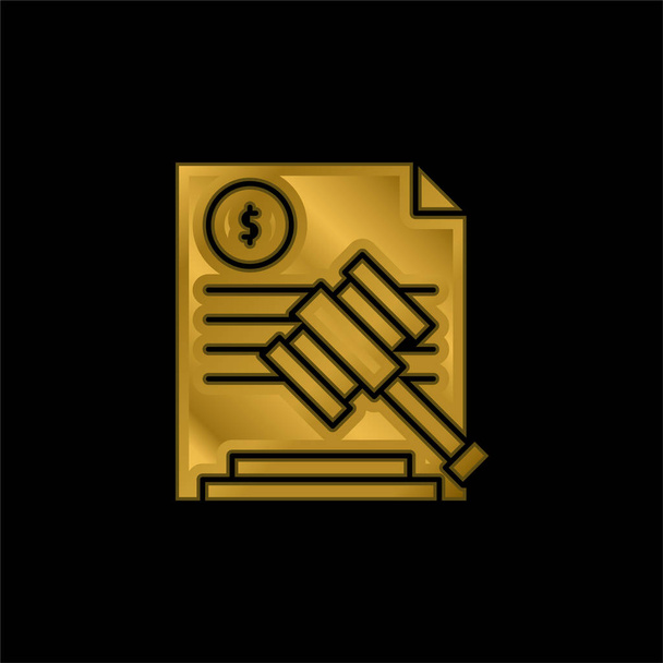 Subasta chapado en oro icono metálico o logo vector - Vector, imagen