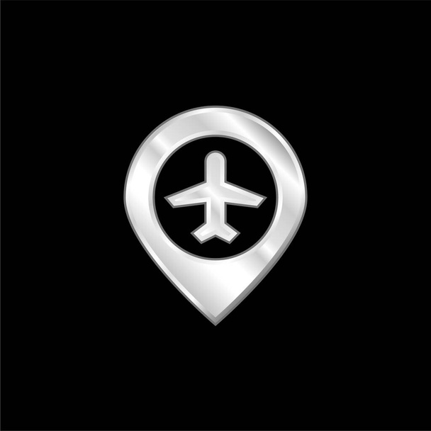 Airport silver plated metallic icon - Vector, Image