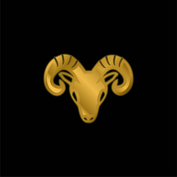 Κριός Zodiac Σύμβολο της μετωπικής κατσίκα κεφάλι επιχρυσωμένο μέταλλο εικονίδιο ή το λογότυπο διάνυσμα - Διάνυσμα, εικόνα