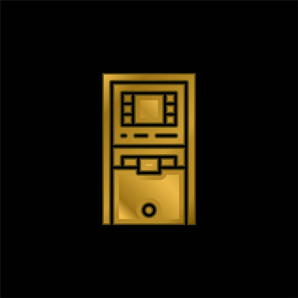 Cajero automático chapado en oro icono metálico o logotipo vector - Vector, Imagen