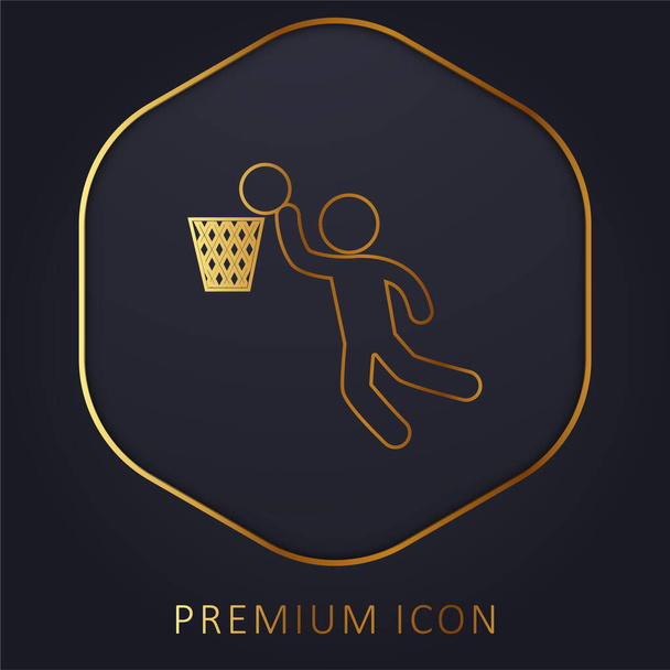 Baloncesto Jugador Puntuación de la línea de oro logotipo premium o icono - Vector, Imagen