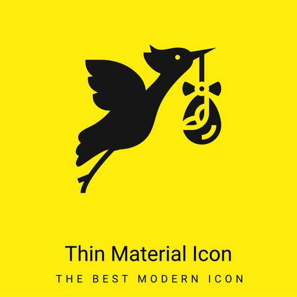 Bird Stork minimal bright yellow material icon - Vector, Image