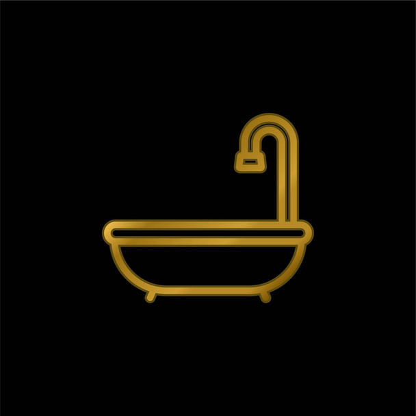Küvet altın kaplama metalik simge veya logo vektörü - Vektör, Görsel
