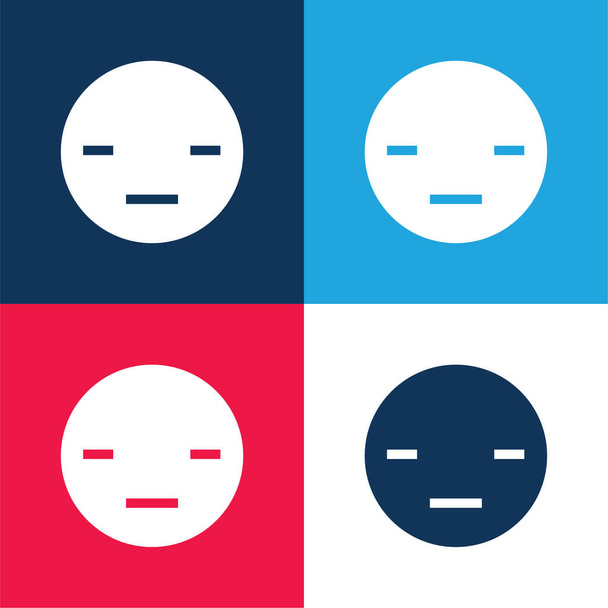 Aburrido azul y rojo conjunto de iconos mínimo de cuatro colores - Vector, imagen