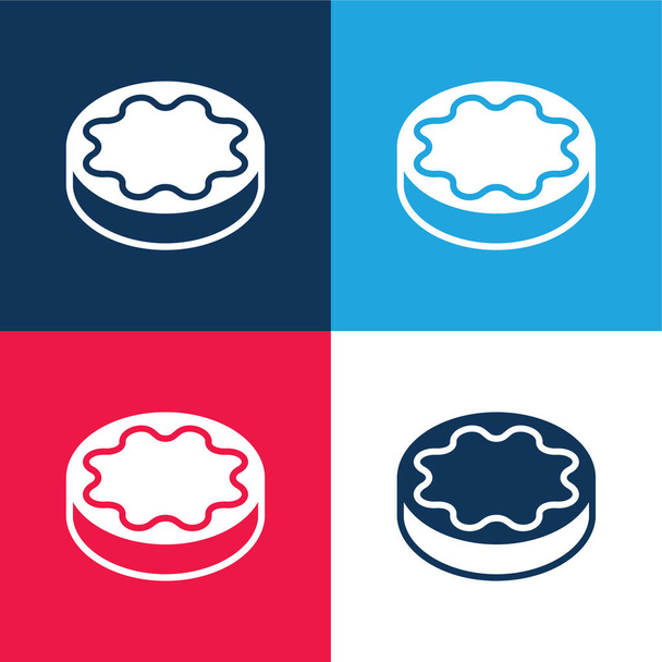 Biscuit μπλε και κόκκινο τεσσάρων χρωμάτων ελάχιστο σύνολο εικονιδίων - Διάνυσμα, εικόνα