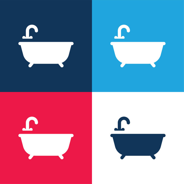 Bain bleu et rouge quatre couleurs minimum jeu d'icônes - Vecteur, image