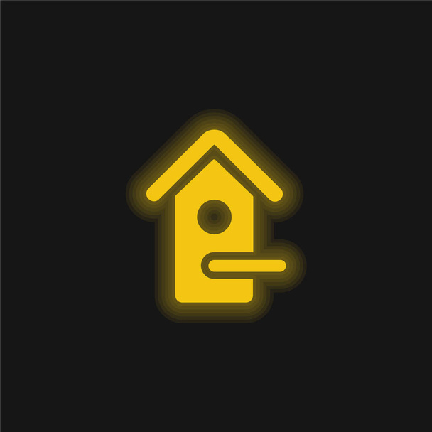 Bird House yellow glowing neon icon - Vector, Image