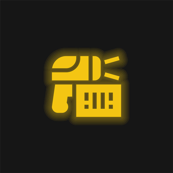 Bar Code κίτρινο λαμπερό νέον εικονίδιο - Διάνυσμα, εικόνα