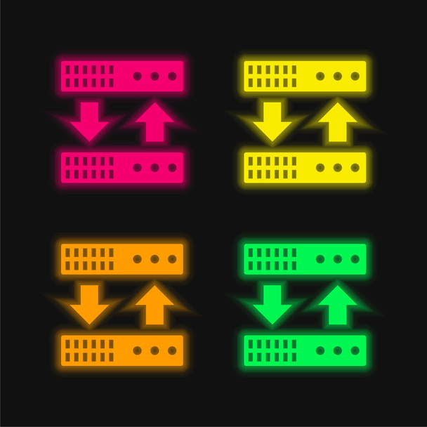 Backup cztery kolory świecące neon wektor ikona - Wektor, obraz