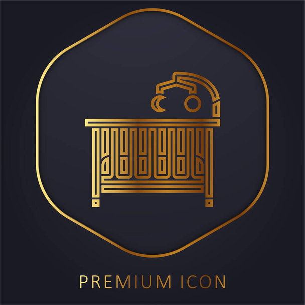 Złota linia Baby Bed logo premium lub ikona - Wektor, obraz