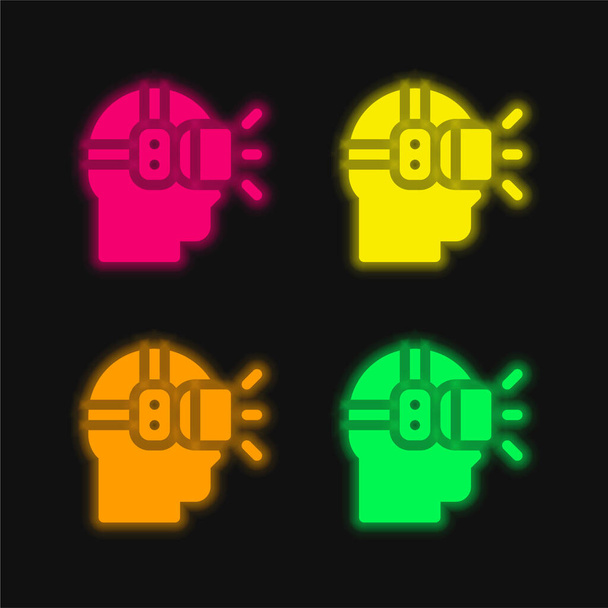 Ar szemüveg négy színű izzó neon vektor ikon - Vektor, kép