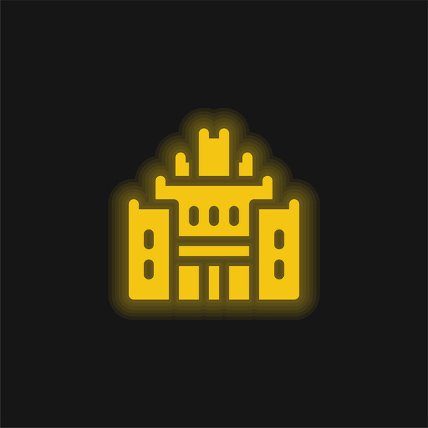 African Heritage House yellow glowing neon icon - Vector, Image