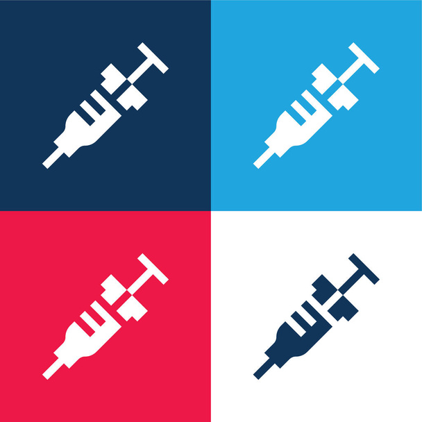 Znieczulenie niebieski i czerwony zestaw czterech kolorów minimalny zestaw ikon - Wektor, obraz