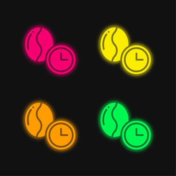 Bean cuatro color brillante icono de vectores de neón - Vector, Imagen