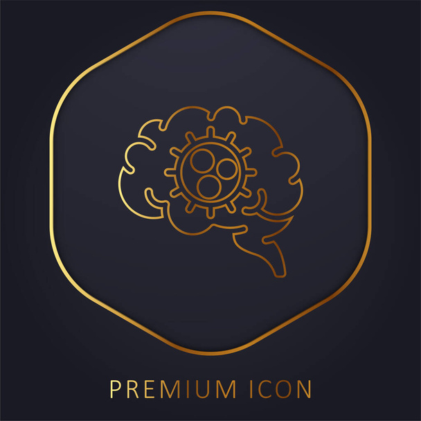 Złota linia mózgu logo premium lub ikona - Wektor, obraz