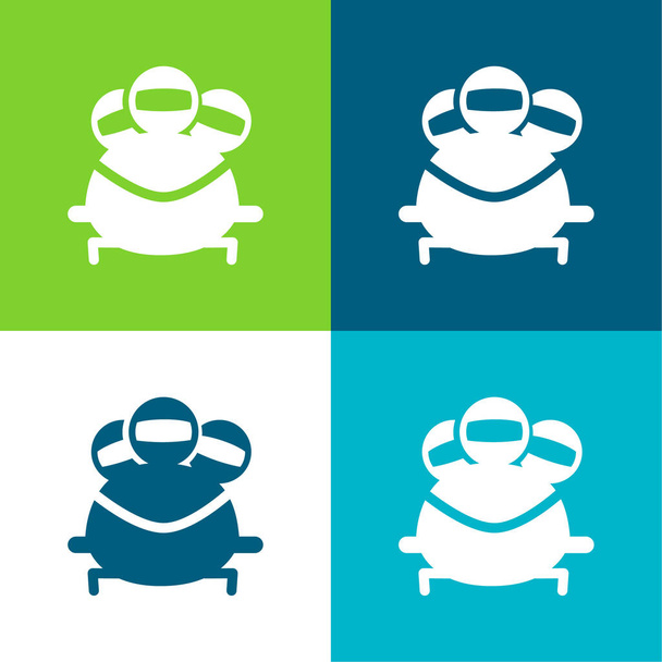 Bobsleigh Olympic Sport Set d'icônes minimal quatre couleurs - Vecteur, image
