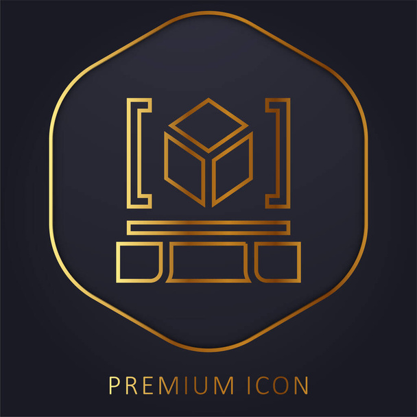 3D-s szkenner arany vonal prémium logó vagy ikon - Vektor, kép