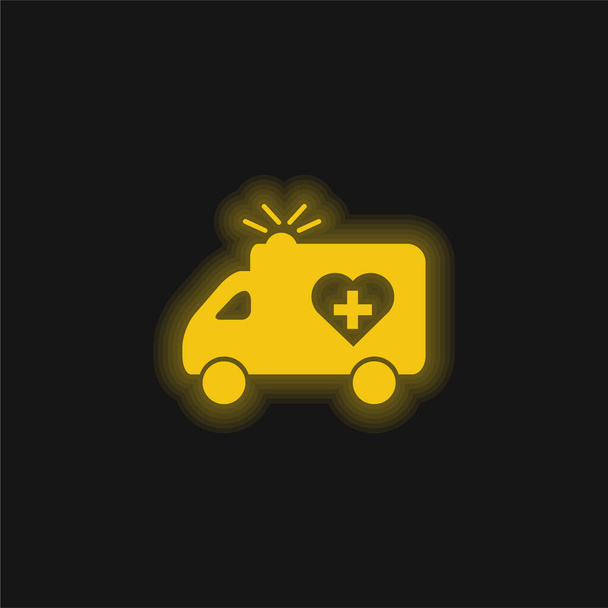 Karetka żółta świecąca ikona neonu - Wektor, obraz