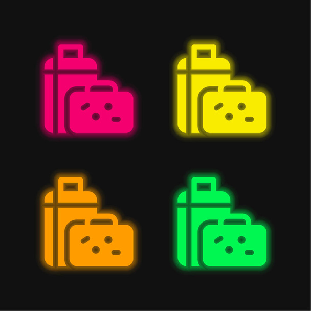 Matkatavarat neljä väriä hehkuva neon vektori kuvake - Vektori, kuva