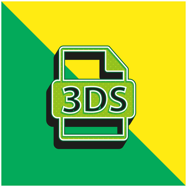 3DS μορφή αρχείου επέκταση Πράσινο και κίτρινο σύγχρονο λογότυπο 3d διάνυσμα εικονίδιο - Διάνυσμα, εικόνα