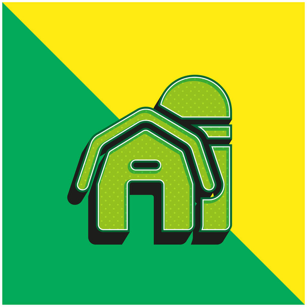 Granero verde y amarillo moderno logotipo del icono del vector 3d - Vector, Imagen