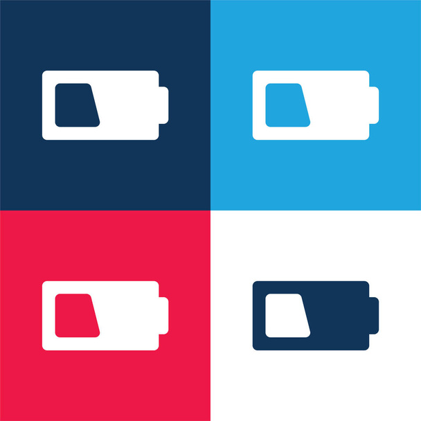 Battery blue and red four color minimal icon set - Vector, Image