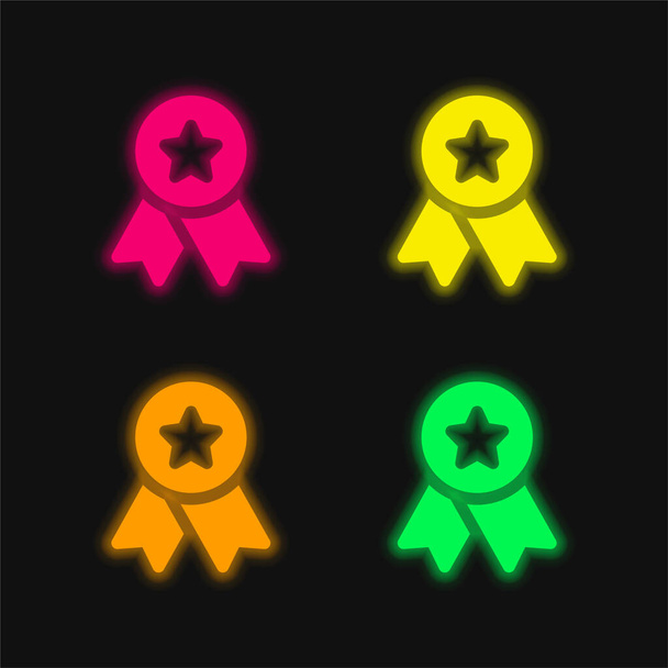 Badge four color glowing neon vector icon - Vector, Image