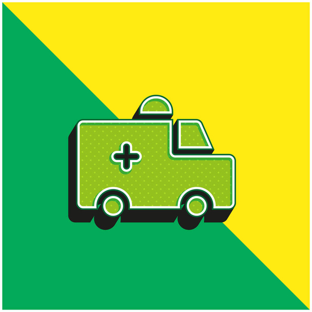 Rettungswagen Grünes und gelbes modernes 3D-Vektor-Symbol-Logo - Vektor, Bild