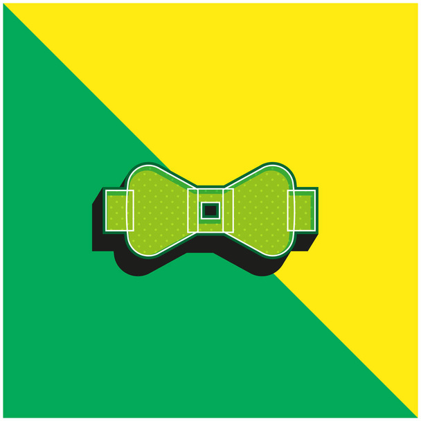 Bow Tie verde y amarillo moderno vector 3d icono del logotipo - Vector, imagen