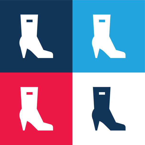 Stivali blu e rosso quattro colori set icona minima - Vettoriali, immagini