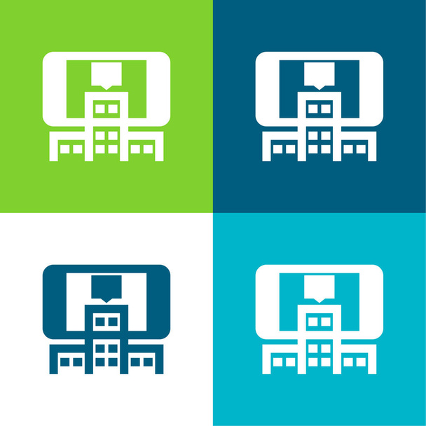 Realtà aumentata Set di icone minimali a quattro colori piatti - Vettoriali, immagini
