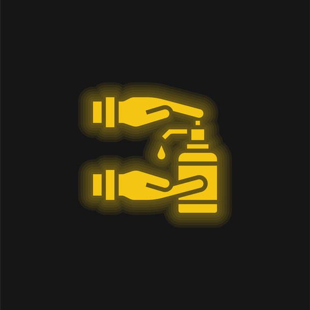 Alcool Gel giallo icona al neon incandescente - Vettoriali, immagini