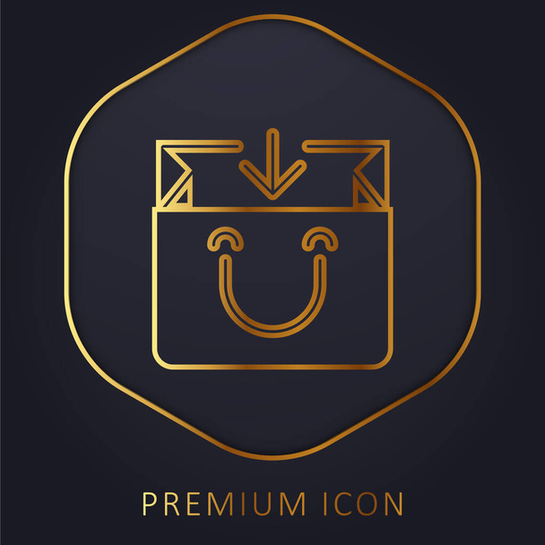 Bag golden line premium logo or icon - Vector, Image
