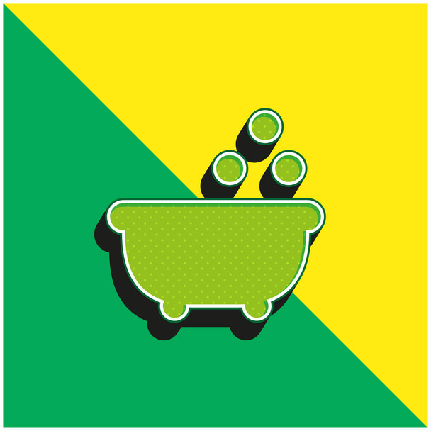 Küvet Yeşil ve sarı modern 3D vektör simgesi logosu - Vektör, Görsel