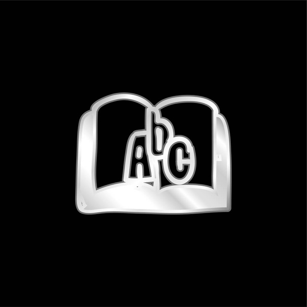 Book Of Abc silver plated metallic icon - Vector, Image