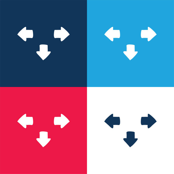 Стрілки синього і червоного чотирьох кольорів мінімальний набір піктограм
 - Вектор, зображення