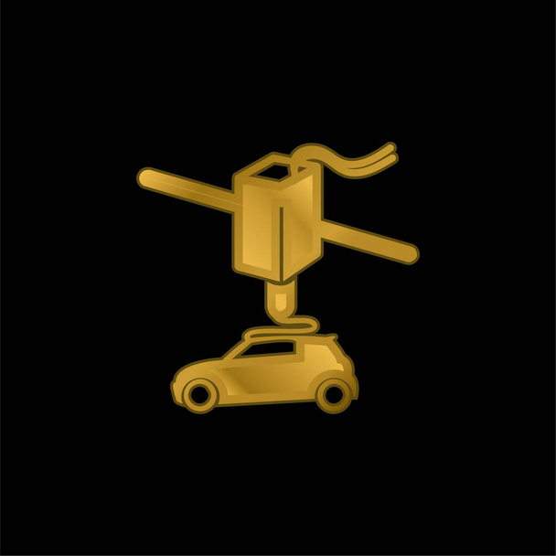 Печать 3D принтера Позолоченная металлическая иконка автомобиля или вектор логотипа - Вектор,изображение