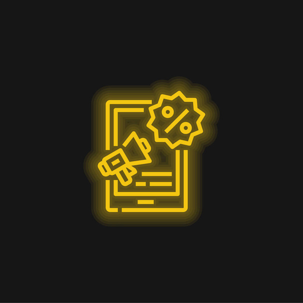 Publicité jaune brillant icône néon - Vecteur, image