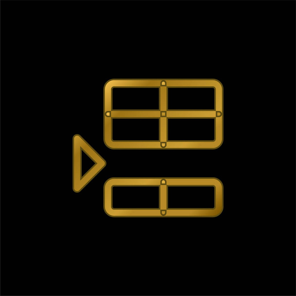 Altın kaplamalı metalik simge veya logo vektörünün altında - Vektör, Görsel