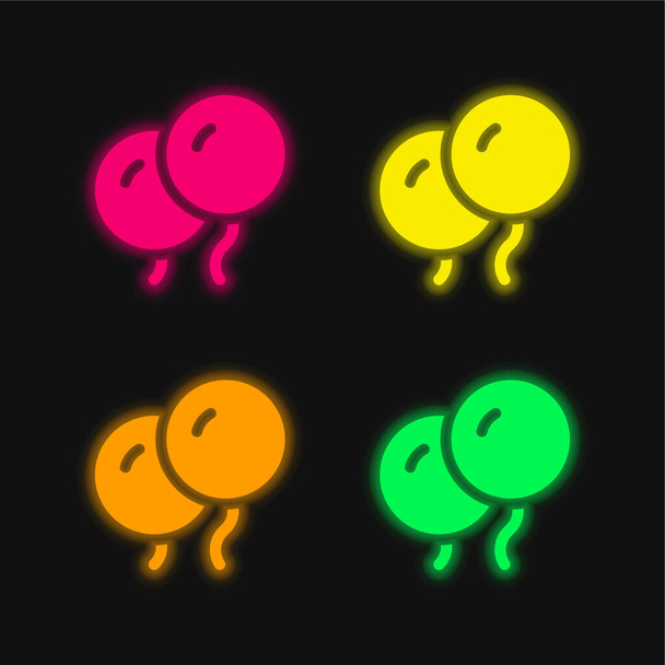 Ballon quatre couleurs rougeoyantes icône vectorielle néon - Vecteur, image