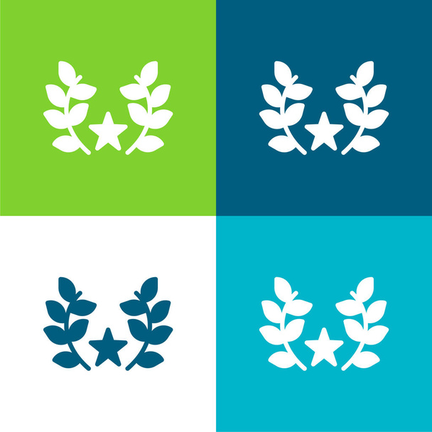 Premio Plano de cuatro colores mínimo icono conjunto - Vector, Imagen