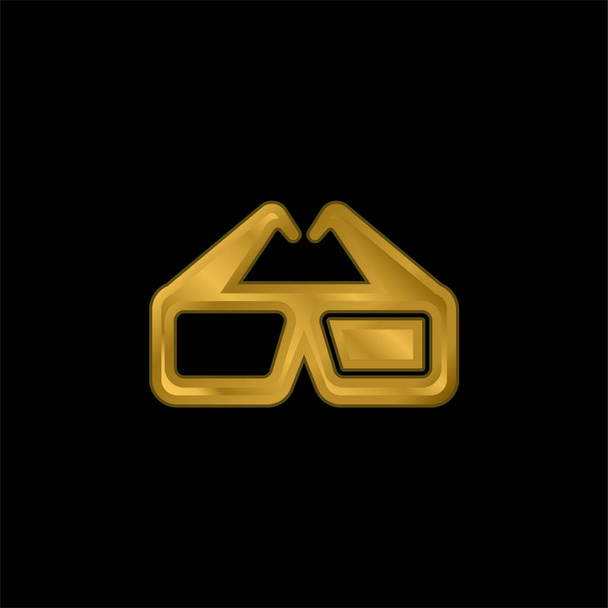 Óculos 3D banhado a ouro ícone metálico ou vetor logotipo - Vetor, Imagem