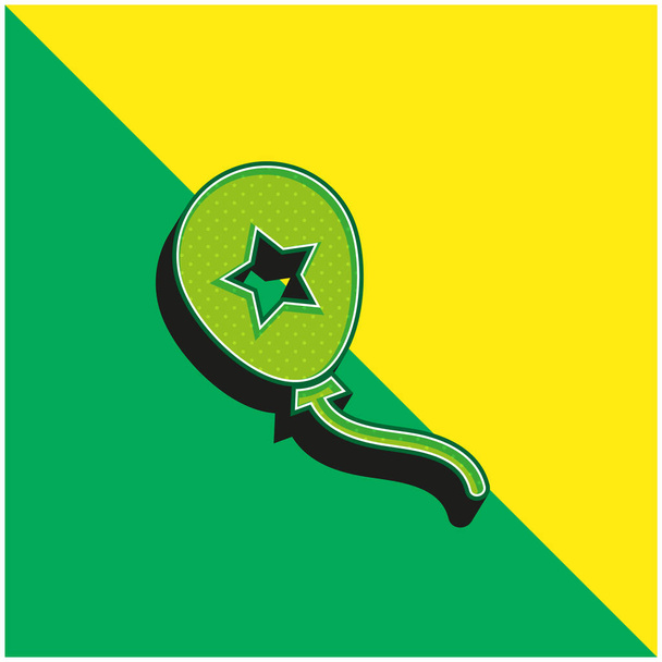 Balón s hvězdičkou Zelená a žluté moderní 3D vektorové ikony logo - Vektor, obrázek