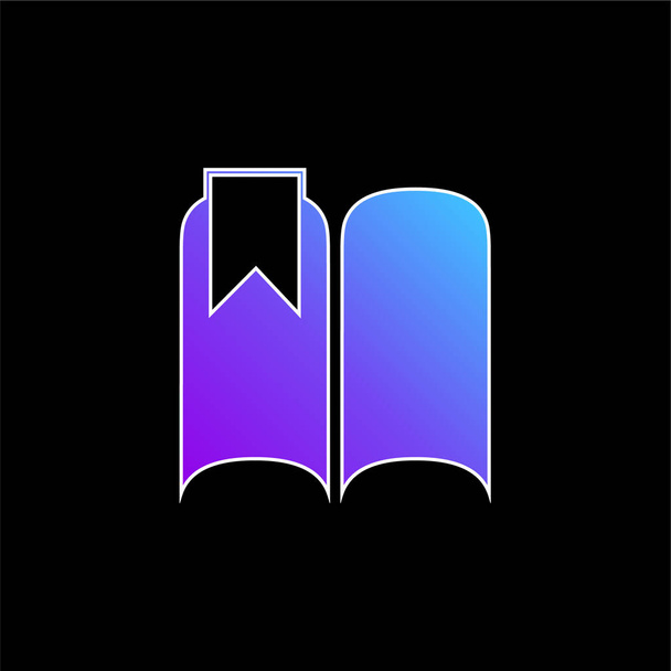 Marcador em um livro aberto Forma preta ícone de vetor gradiente azul - Vetor, Imagem
