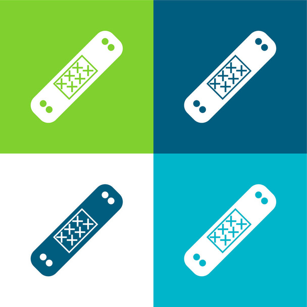 Band Aid Flat Minimal Icon Set mit vier Farben - Vektor, Bild
