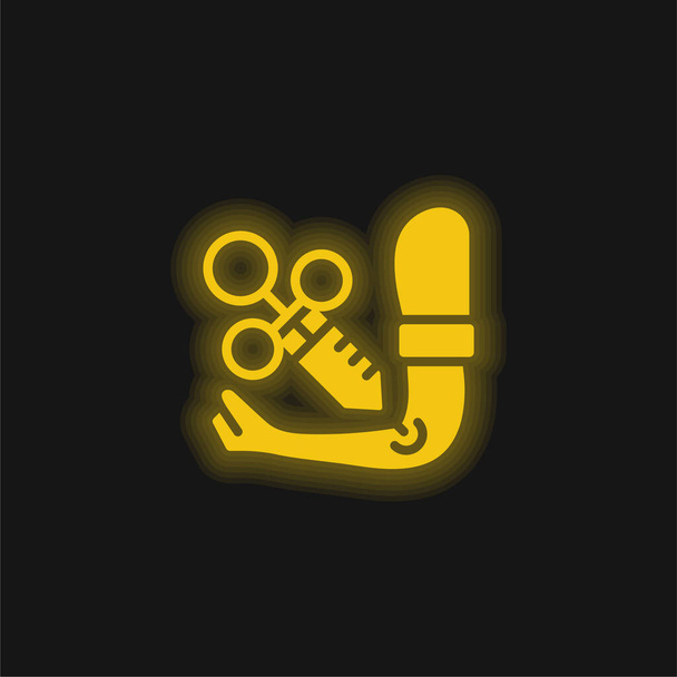 Kar sárga izzó neon ikon - Vektor, kép