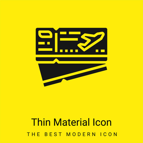 Boarding Pass minimaal helder geel materiaal icoon - Vector, afbeelding