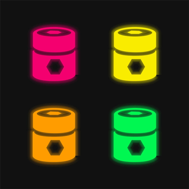 Baryłka z Pentagonów cztery kolory świecące neon wektor ikona - Wektor, obraz