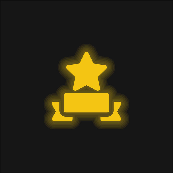 Нагорода жовта сяюча неонова іконка
 - Вектор, зображення