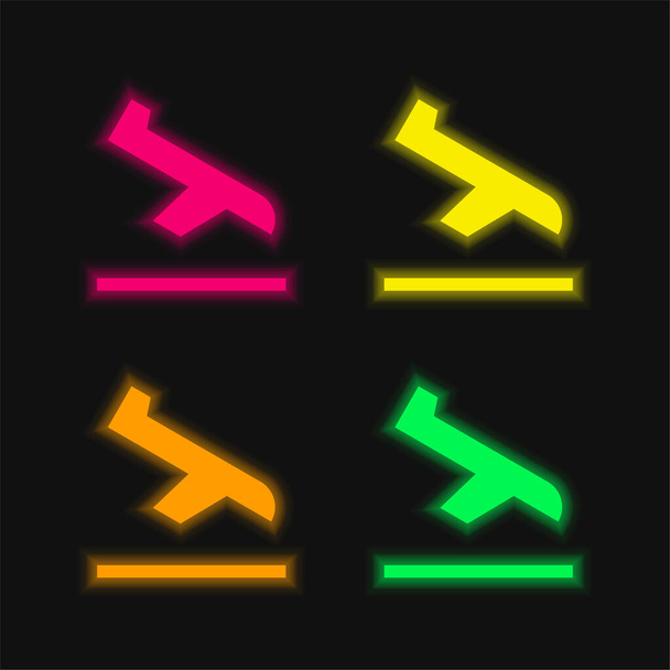 Ankunft vier Farbe leuchtenden Neon-Vektor-Symbol - Vektor, Bild